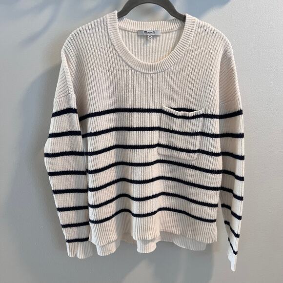 Madewell Sweaters - Madewell Navy and White Striped Sweater Size XS